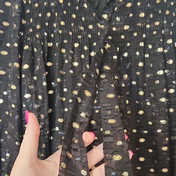 DKNY Long Sleeve Black Dress with Gold Dots - Picture 3 of 7